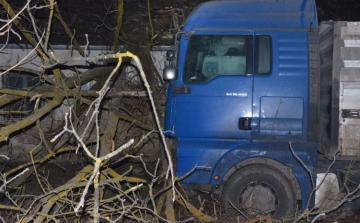 Ház kertjében csapódott fának egy ittasan teherautós a 65-ösön